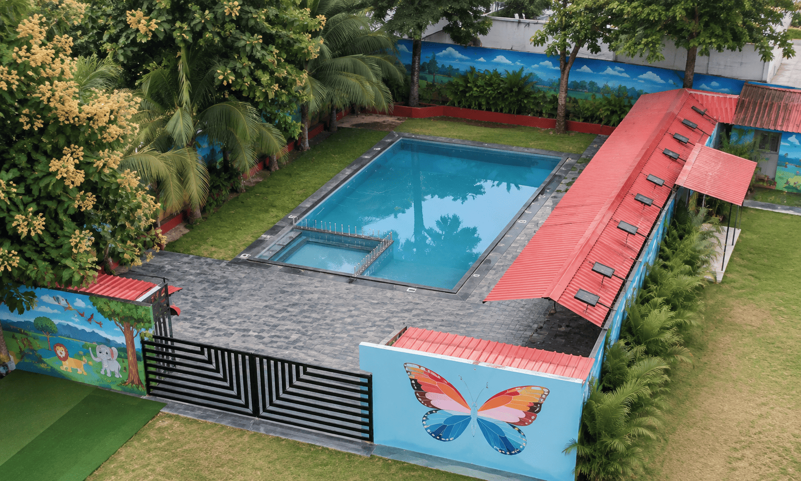 Swimming pool aerial view